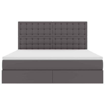 vidaXL Bett mit Stauraum und LED mit LED Grau 160 x 200 cm Kunstleder