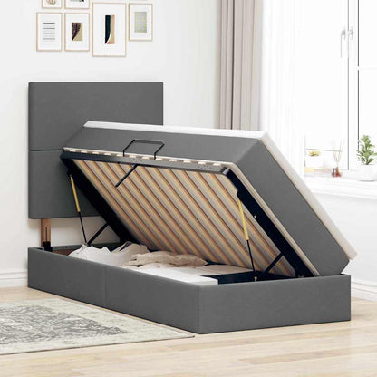 vidaXL Bett mit Stauraum und LED Dunkelgrau 90 x 190 cm Polyester
