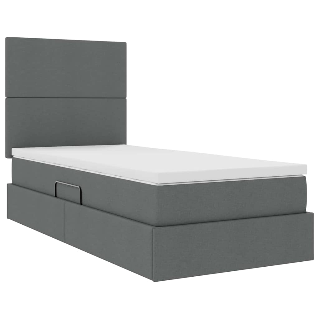 vidaXL Bett mit Stauraum und LED Dunkelgrau 90 x 190 cm Polyester