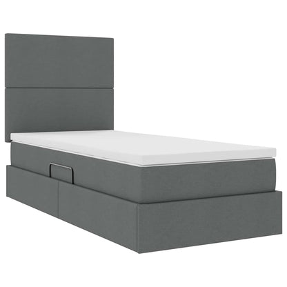 vidaXL Bett mit Stauraum und LED Dunkelgrau 90 x 190 cm Polyester
