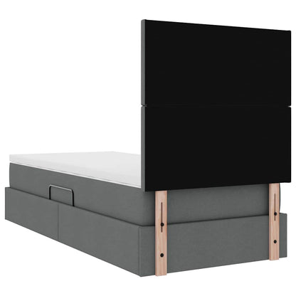 vidaXL Bett mit Stauraum und LED Dunkelgrau 90 x 190 cm Polyester