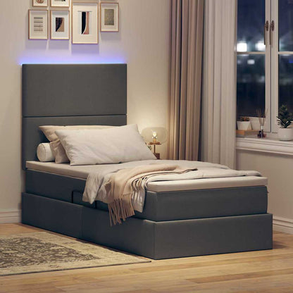 Bett mit Stauraum und LED Dunkelgrau 90 x 200 cm Polyester