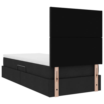 vidaXL Bett mit Stauraum und LED mit LED Schwarz 90 x 200 cm Polyester