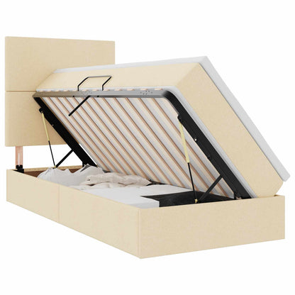 Bett mit Stauraum und LED mit LED Creme 90 x 200 cm Polyester