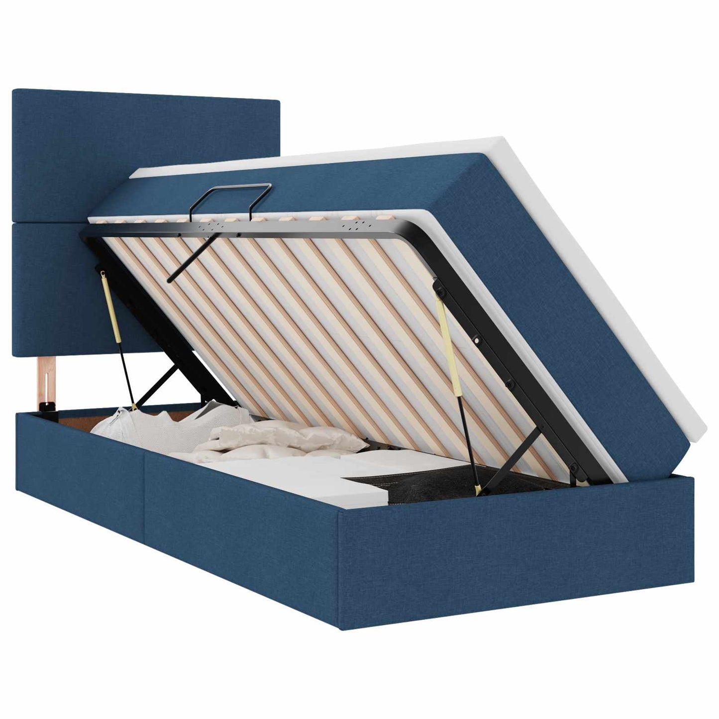 vidaXL Bett mit Stauraum und LED mit LED Blau 90 x 200 cm Polyester