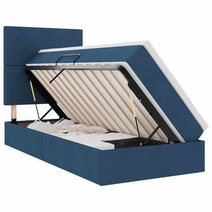 vidaXL Bett mit Stauraum und LED mit LED Blau 90 x 200 cm Polyester