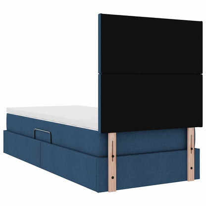 vidaXL Bett mit Stauraum und LED mit LED Blau 90 x 200 cm Polyester