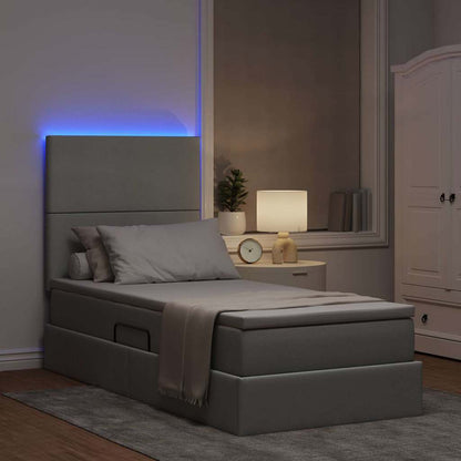 Bett mit Stauraum und LED Hellgrau 100 x 200 cm Polyester