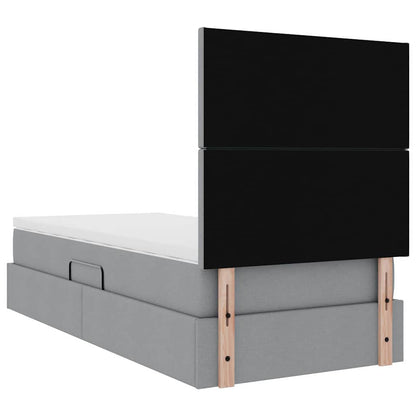 vidaXL Bett mit Stauraum und LED Hellgrau 100 x 200 cm Polyester