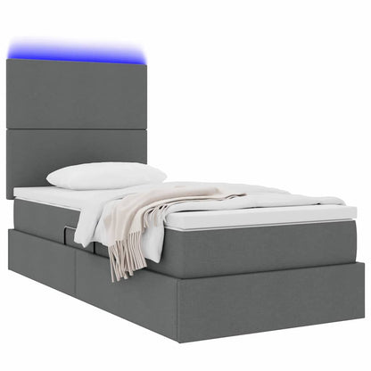 Bett mit Stauraum und LED Dunkelgrau 100 x 200 cm Polyester