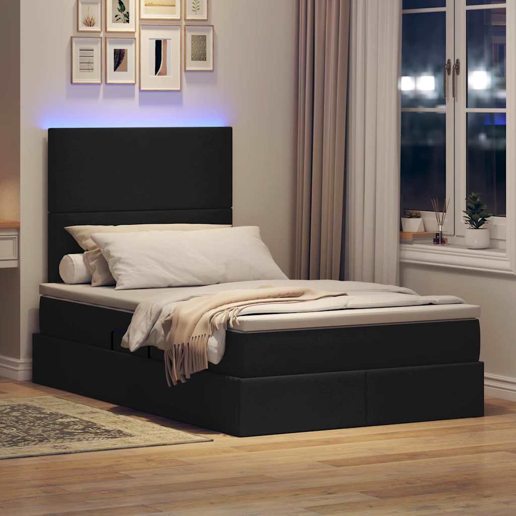vidaXL Bett mit Stauraum und LED Schwarz 120 x 200 cm Polyester