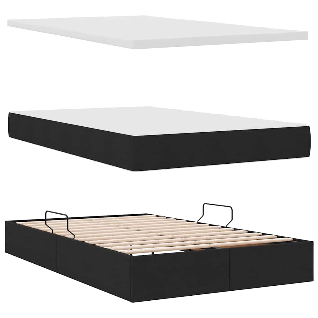 vidaXL Bett mit Stauraum und LED Schwarz 120 x 200 cm Polyester