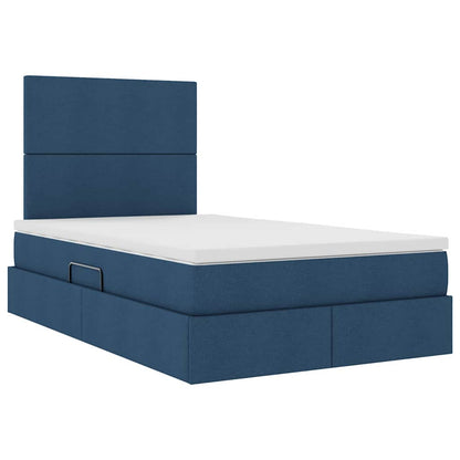 Bett mit Stauraum und LED mit LED Blau 120 x 200 cm Polyester