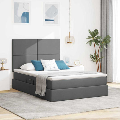 Bett mit Stauraum und LED Dunkelgrau 140 x 190 cm Polyester