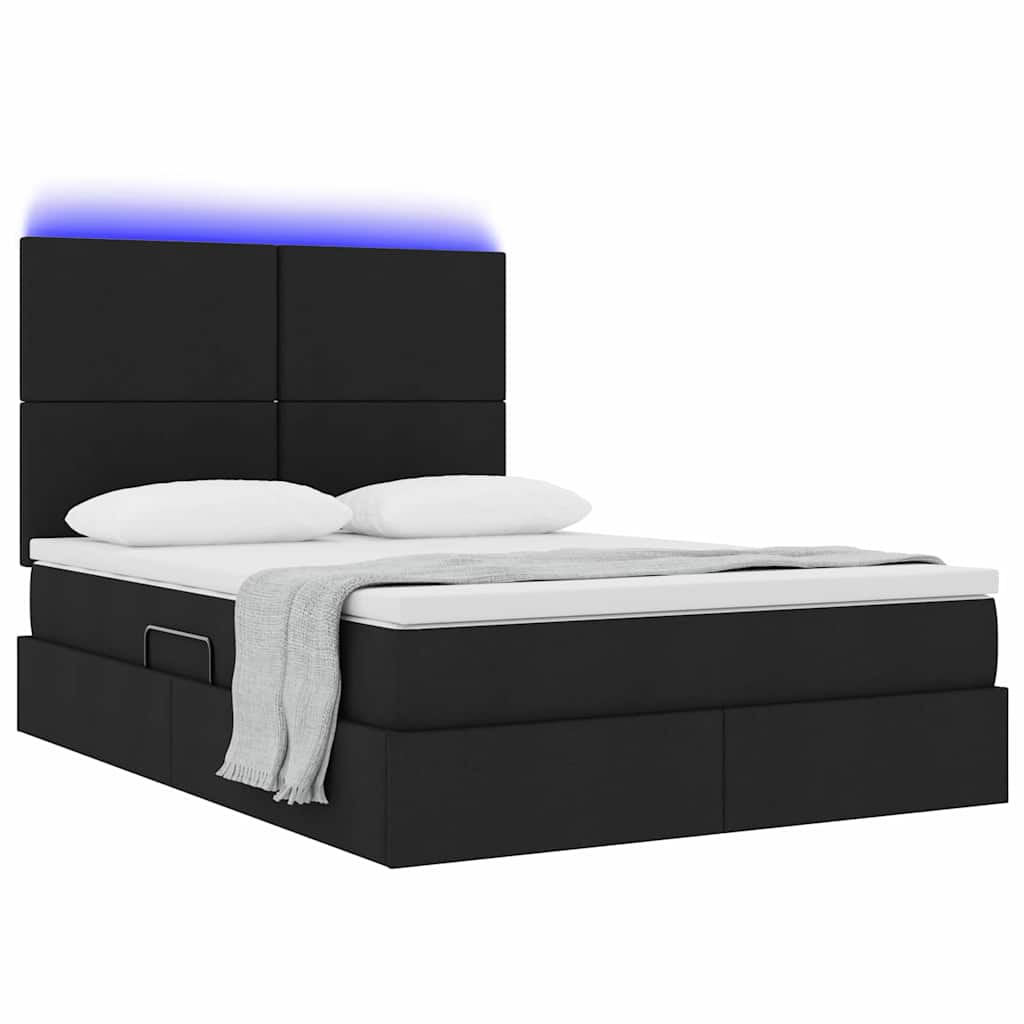 Bett mit Stauraum und LED Schwarz 140 x 190 cm Polyester