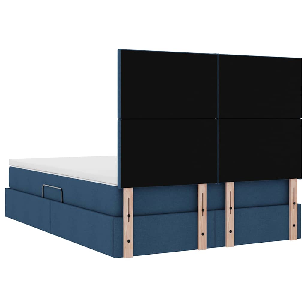 Bett mit Stauraum und LED mit LED Blau 140 x 190 cm Polyester