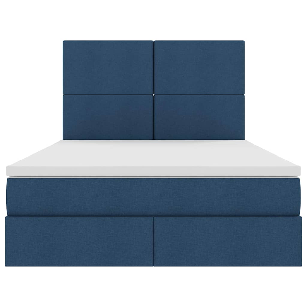 Bett mit Stauraum und LED mit LED Blau 140 x 190 cm Polyester