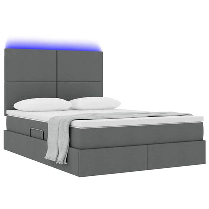 Bett mit Stauraum und LED Dunkelgrau 140 x 200 cm Polyester