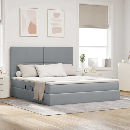 vidaXL Bett mit Stauraum und LED Hellgrau 160 x 200 cm Polyester