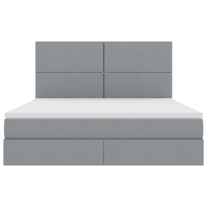 vidaXL Bett mit Stauraum und LED Hellgrau 160 x 200 cm Polyester