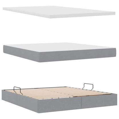 vidaXL Bett mit Stauraum und LED Hellgrau 160 x 200 cm Polyester