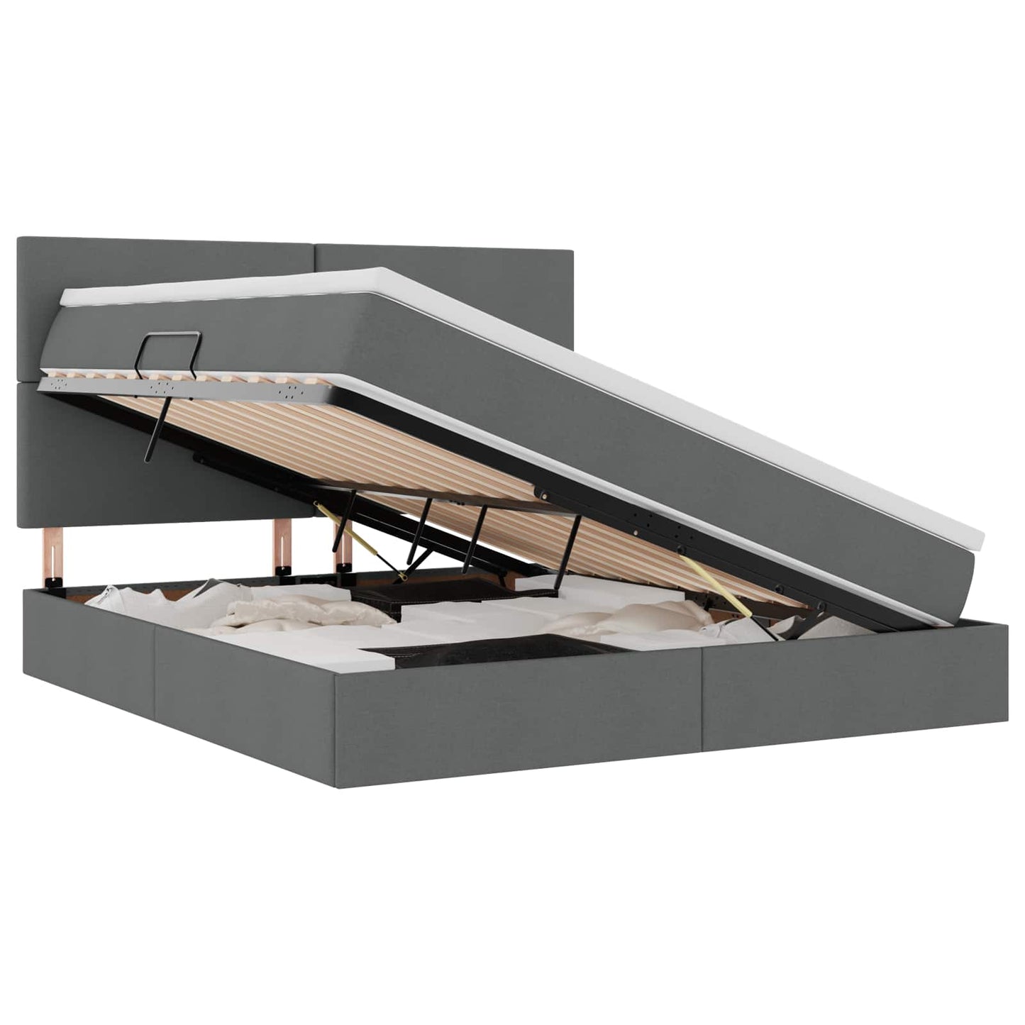 Bett mit Stauraum und LED Dunkelgrau 160 x 200 cm Polyester