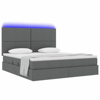 Bett mit Stauraum und LED Dunkelgrau 160 x 200 cm Polyester