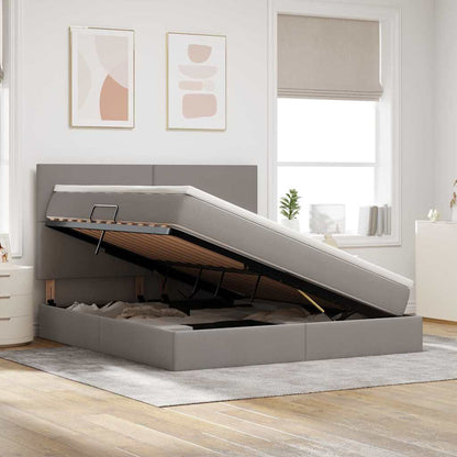 Bett mit Stauraum und LED mit LED Taupe 160 x 200 cm Polyester