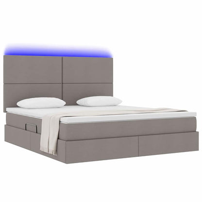 Bett mit Stauraum und LED mit LED Taupe 160 x 200 cm Polyester