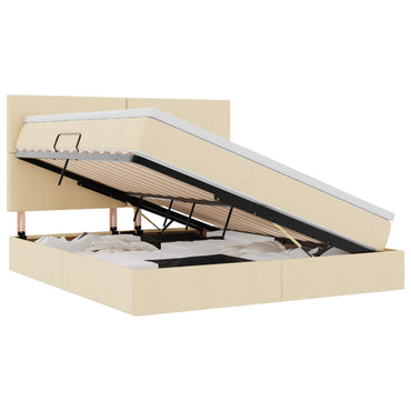 vidaXL Bett mit Stauraum und LED mit LED Creme 160 x 200 cm Polyester