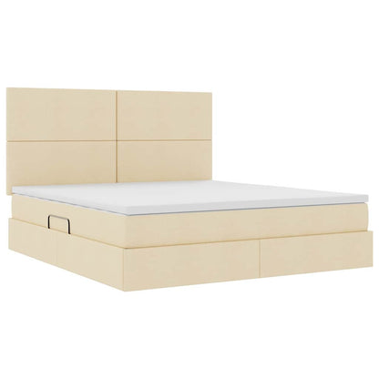 vidaXL Bett mit Stauraum und LED mit LED Creme 160 x 200 cm Polyester
