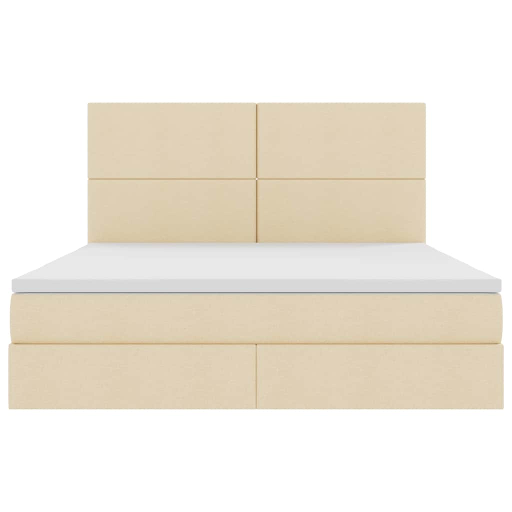 vidaXL Bett mit Stauraum und LED mit LED Creme 160 x 200 cm Polyester