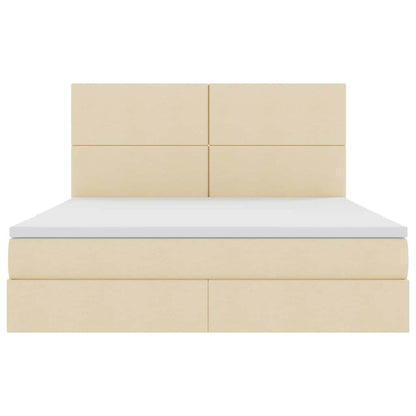 vidaXL Bett mit Stauraum und LED mit LED Creme 160 x 200 cm Polyester