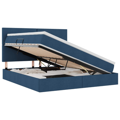 Bett mit Stauraum und LED mit LED Blau 160 x 200 cm Polyester