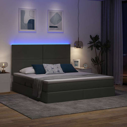Bett mit Stauraum und LED Dunkelgrau 180 x 200 cm Polyester