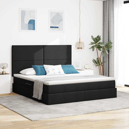 Bett mit Stauraum und LED Schwarz 180 x 200 cm Polyester