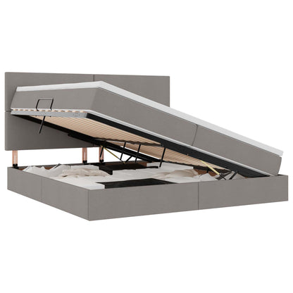 Bett mit Stauraum und LED mit LED Taupe 200 x 200 cm Polyester
