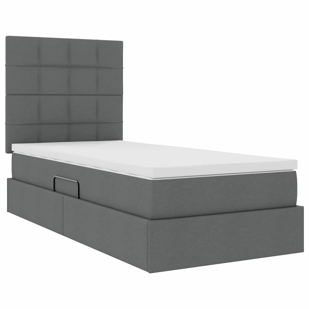 vidaXL Bett mit Stauraum und LED Dunkelgrau 90 x 190 cm Polyester