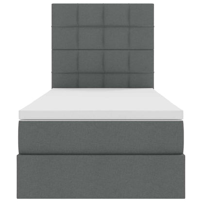 vidaXL Bett mit Stauraum und LED Dunkelgrau 90 x 190 cm Polyester