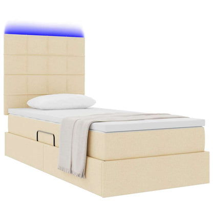 Bett mit Stauraum und LED mit LED Creme 90 x 190 cm Polyester
