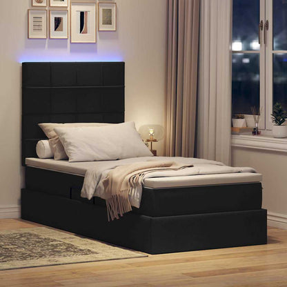 vidaXL Bett mit Stauraum und LED mit LED Schwarz 90 x 200 cm Polyester