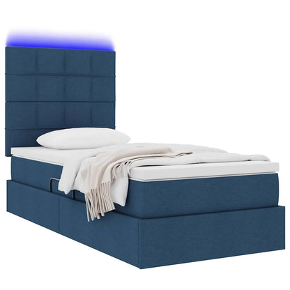 Bett mit Stauraum und LED mit LED Blau 90 x 200 cm Polyester