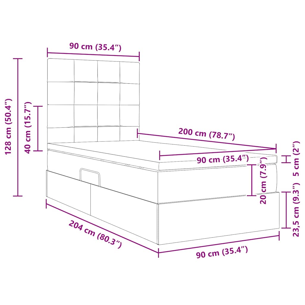 Bett mit Stauraum und LED mit LED Blau 90 x 200 cm Polyester