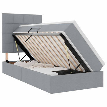 vidaXL Bett mit Stauraum und LED Hellgrau 100 x 200 cm Polyester
