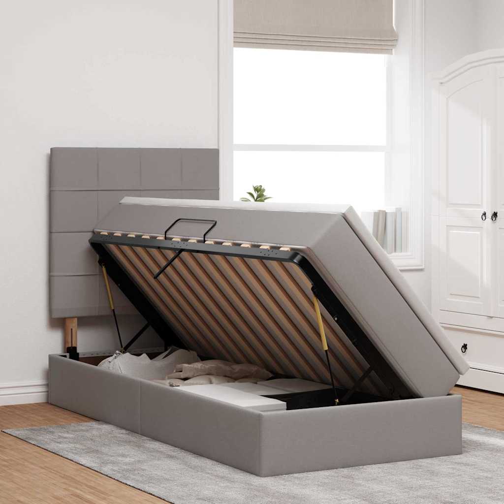 vidaXL Bett mit Stauraum und LED mit LED Taupe 100 x 200 cm Polyester