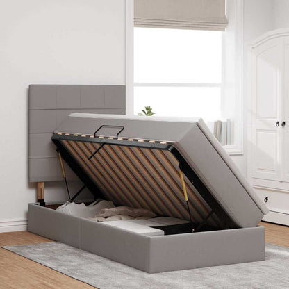 vidaXL Bett mit Stauraum und LED mit LED Taupe 100 x 200 cm Polyester