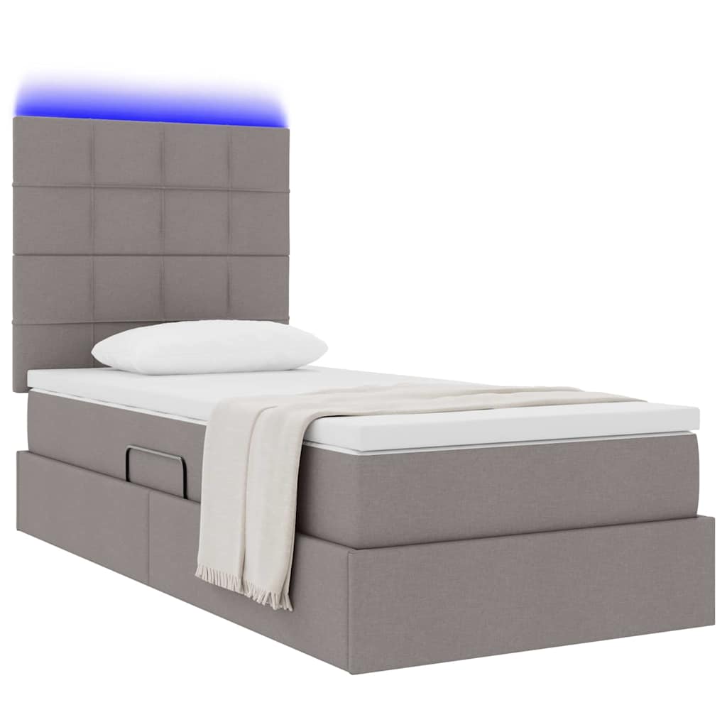 vidaXL Bett mit Stauraum und LED mit LED Taupe 100 x 200 cm Polyester