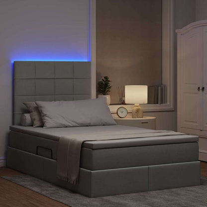 Bett mit Stauraum und LED Hellgrau 120 x 200 cm Polyester
