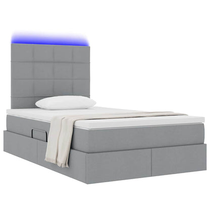Bett mit Stauraum und LED Hellgrau 120 x 200 cm Polyester