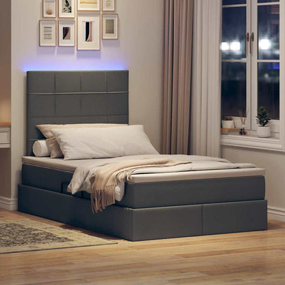 Bett mit Stauraum und LED Dunkelgrau 120 x 200 cm Polyester